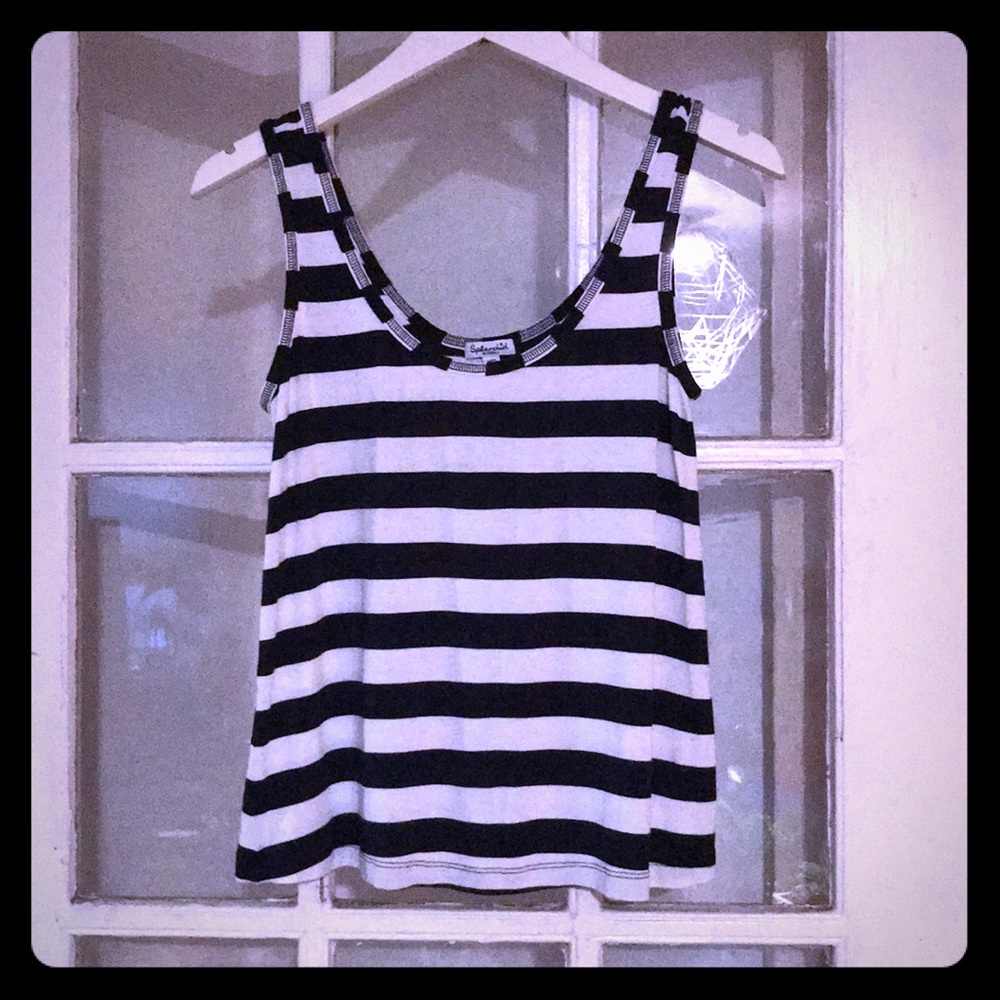 Splendid black & white striped rayon tank,  XS